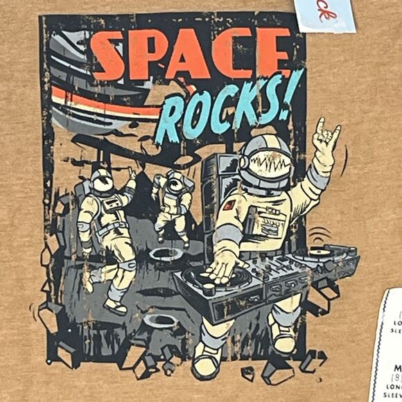 Cat & Jack Boys Lt Brown Long Sleeve Space Rocks! Graphic T-Shirt Size M (8) NEW - Picture 4 of 7